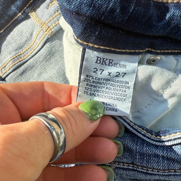 BKE Gabby 27x27 Curvy Fit High Rise Ankle Skinny Distressed Blue Jeans ABK2875A - Picture 5 of 9